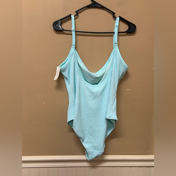 Aerie Size XL Teal One-Piece Bathing Suit Swimsuit Ribbed Crinkle NWT - Picture 2 of 4